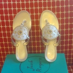NWT JACK ROGERS GEORGICA JELLY SILVER/ GOLD SANDALS 8M $30
